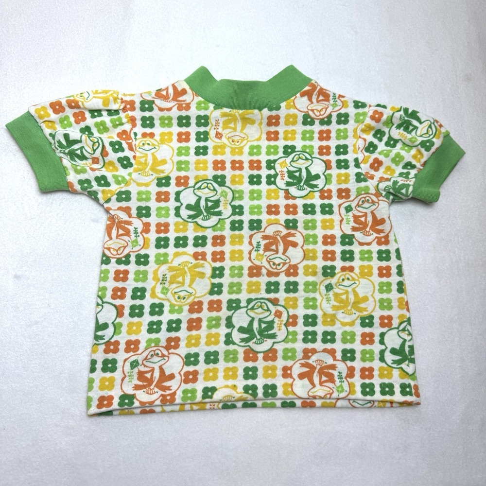 Sears Perma Prest Frog Kids Tee Shirt Size Small 2-3 Flowers Groovy Tshirt Top